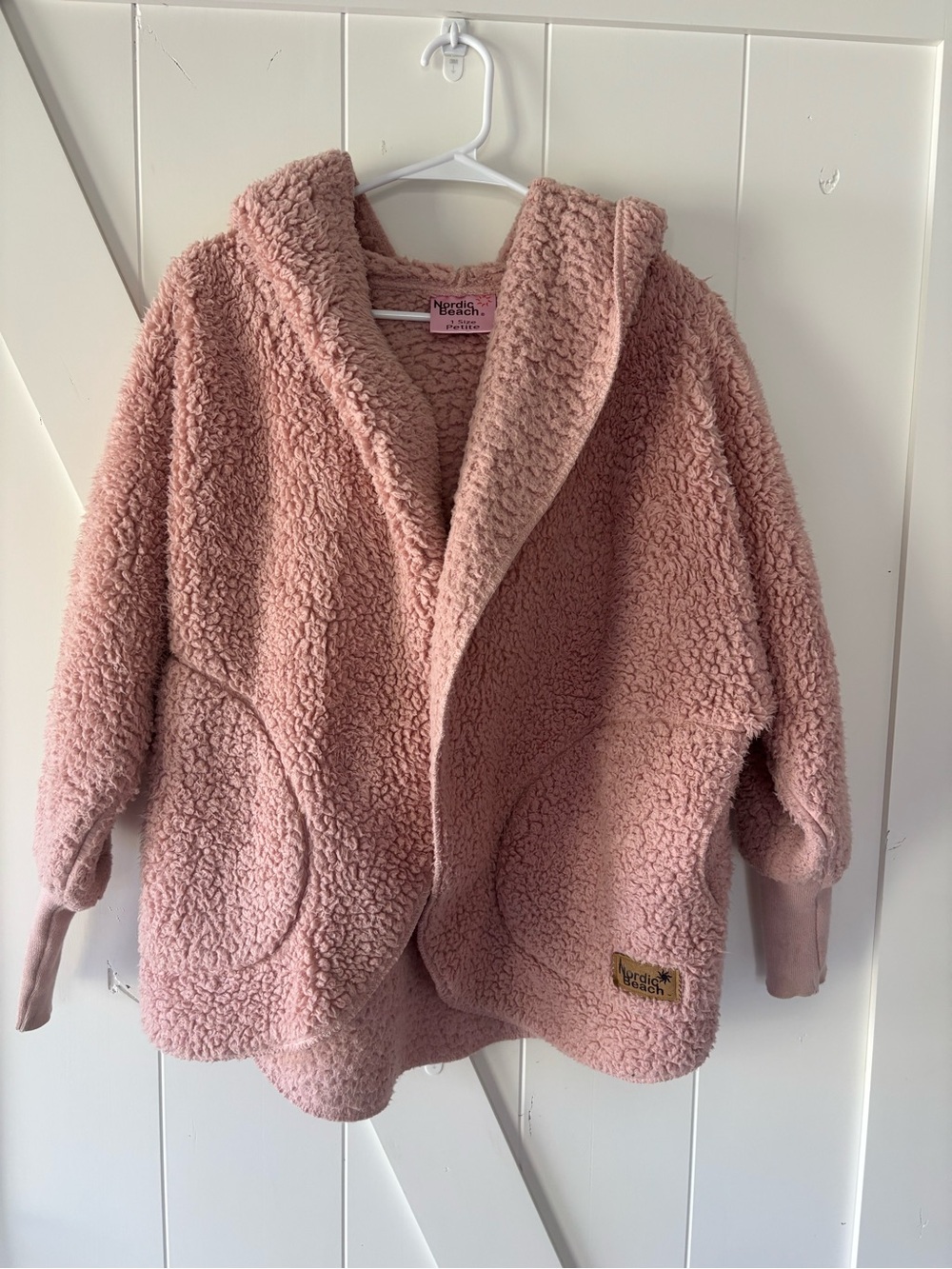 Nordic Beach Plush Hooded Jacket - Dusty Pink - PETITE